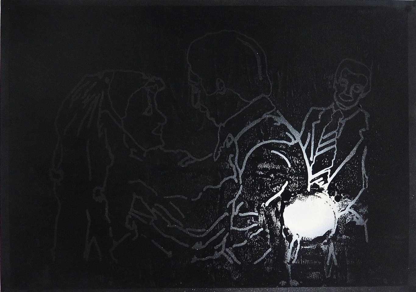 Elham Rokni, White Flashlight Eclipse #4
2015, Monoprint, acrylic and spray paint on paper
