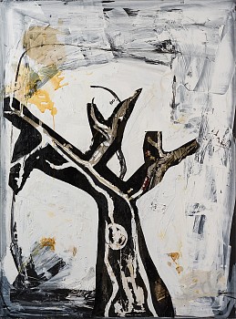 tsibi geva olive tree 2010 acrylic oil and collage on canvas 240x178 cm