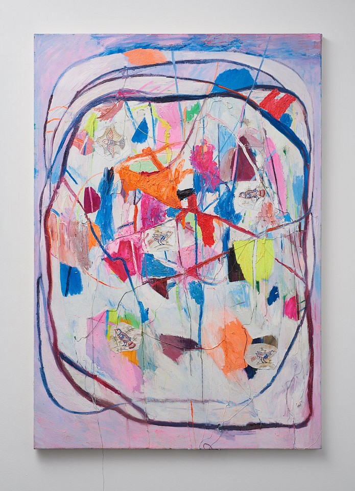 Lilith Chambon, Cantus
2022, Mixed media, textile and oil on canvas