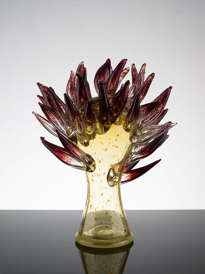 Dale Chihuly, Clear Yellow Piccolo Venetian with Burgundy Prunts
1997, Glass