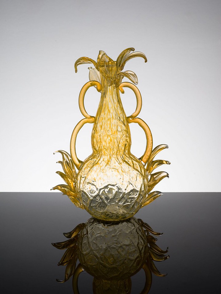 Dale Chihuly, Transparent Yellow Piccolo Venetian with Yellow Leaves and handles
1994, Glass